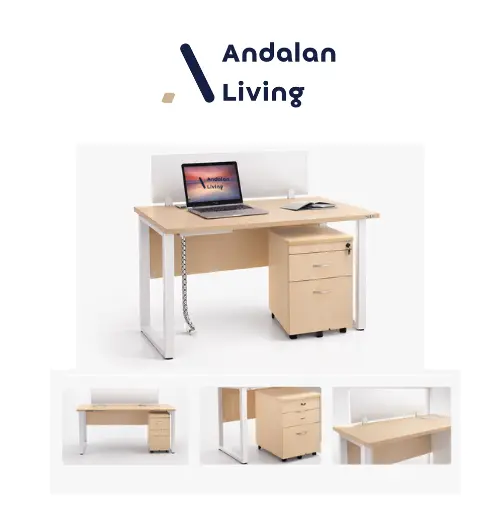 Meja Kantor Inco FLUIX - WS.1P.F + Laci Inco DW- FLUIX. WS.1P.F